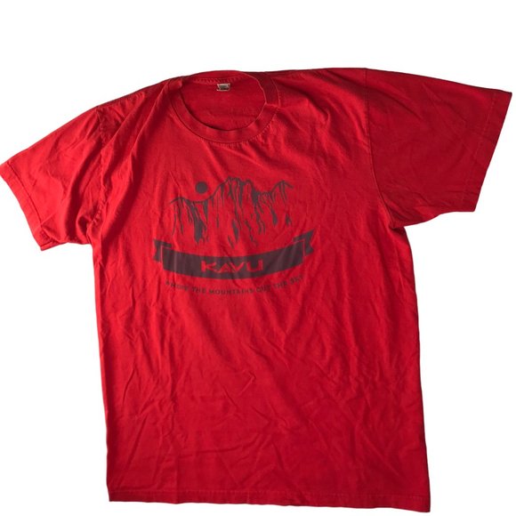 American Apparel T Shirt Adult Large Red KAVU "Where the Mountains Cutthe Sky"
